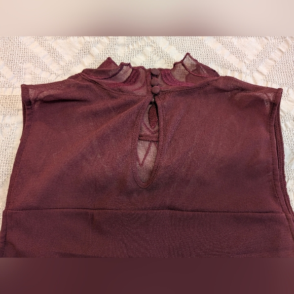 I.N.C. International Concepts Embroidered Knit Blouse, Burgundy, L - Picture 5 of 9